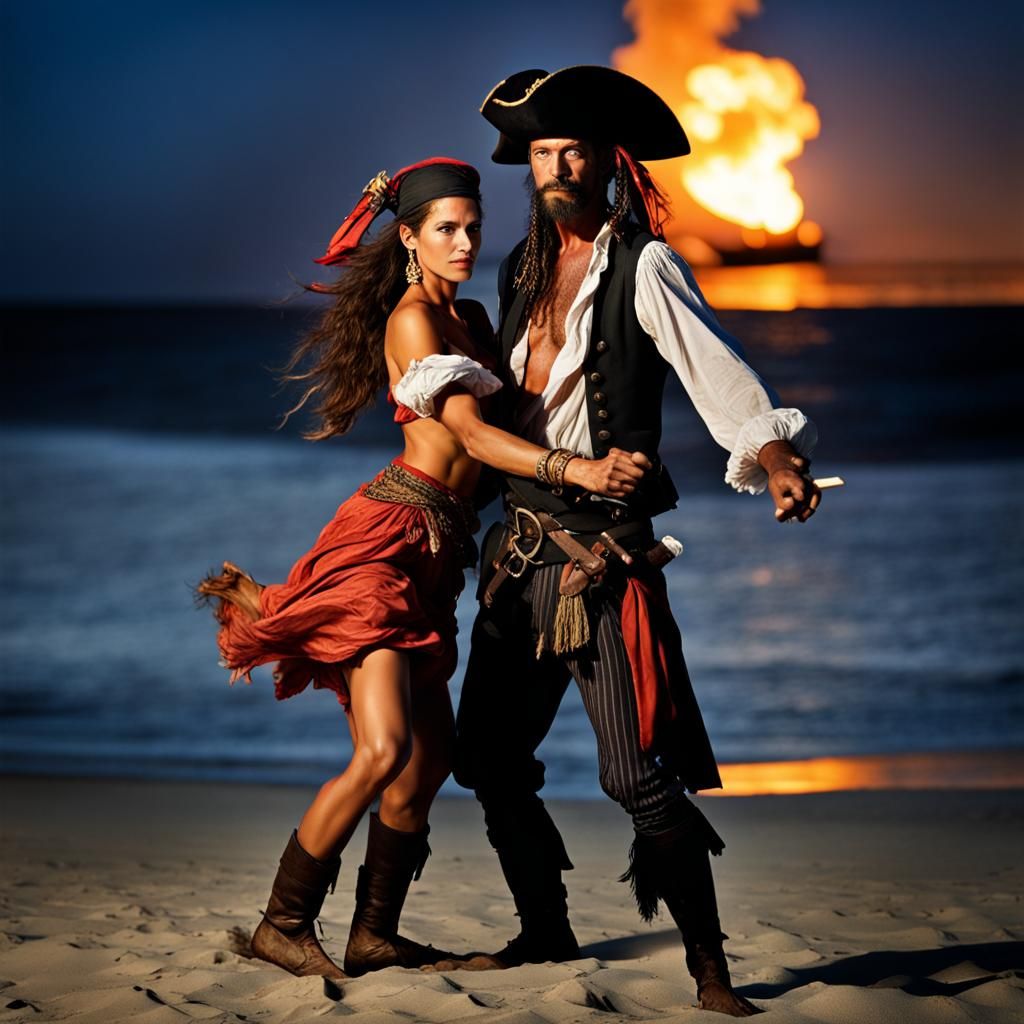 Pirates Dancing by Firelight: Professional Portrait