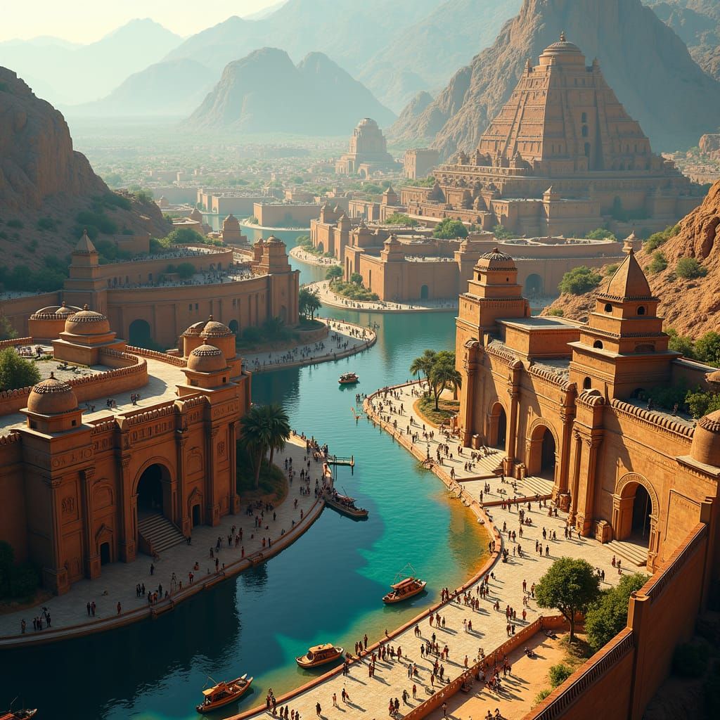 Babylon Cityscape in Cinematic Matte Painting Style