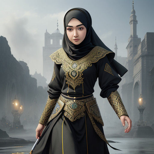 Stunning Muslim Woman in Hijab, Standing Smiling with Baby B...