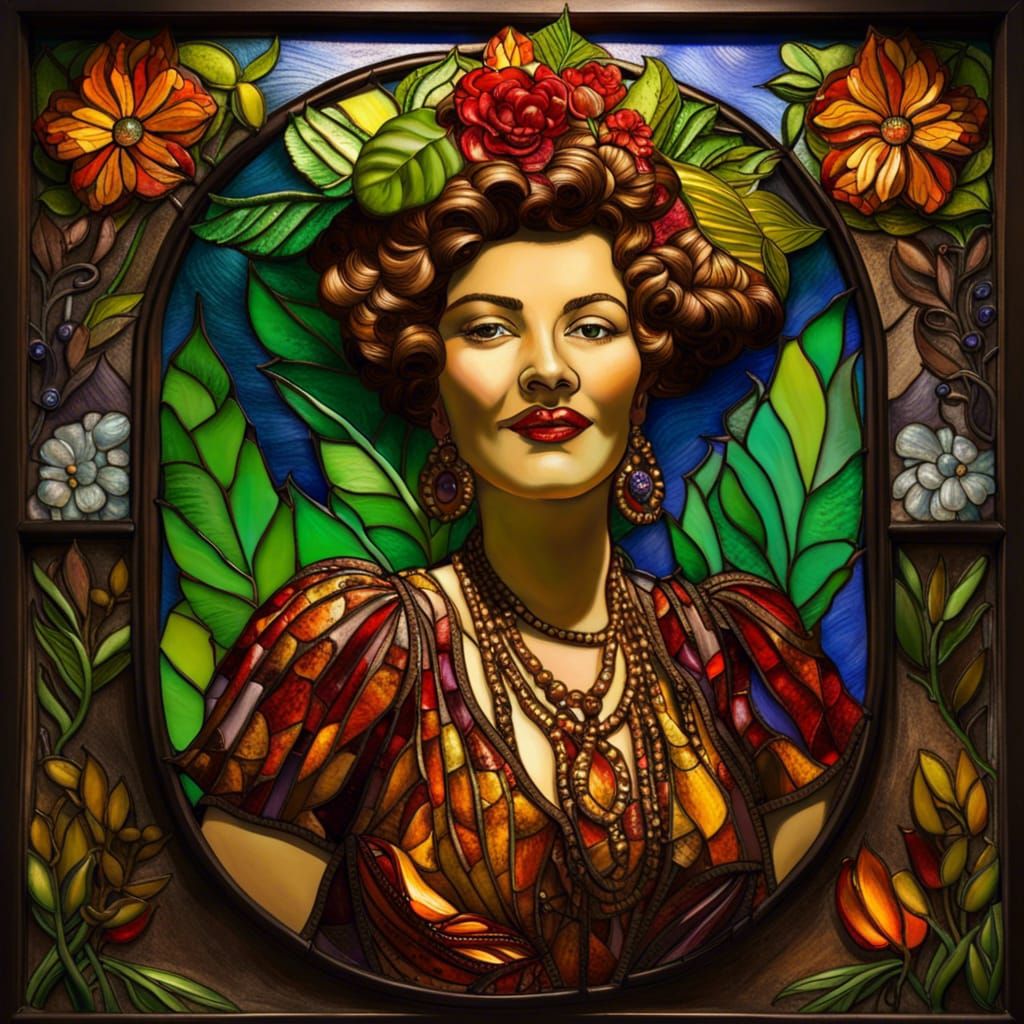 Carmen Miranda in Tiffany Glass, Holman Hunt Style
