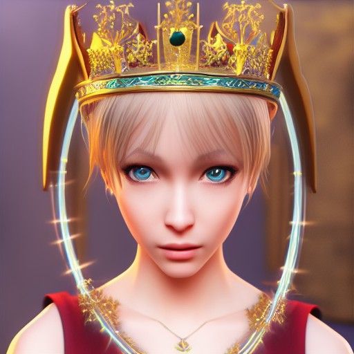 Anime Young Queen with Crown in Unreal Engine
