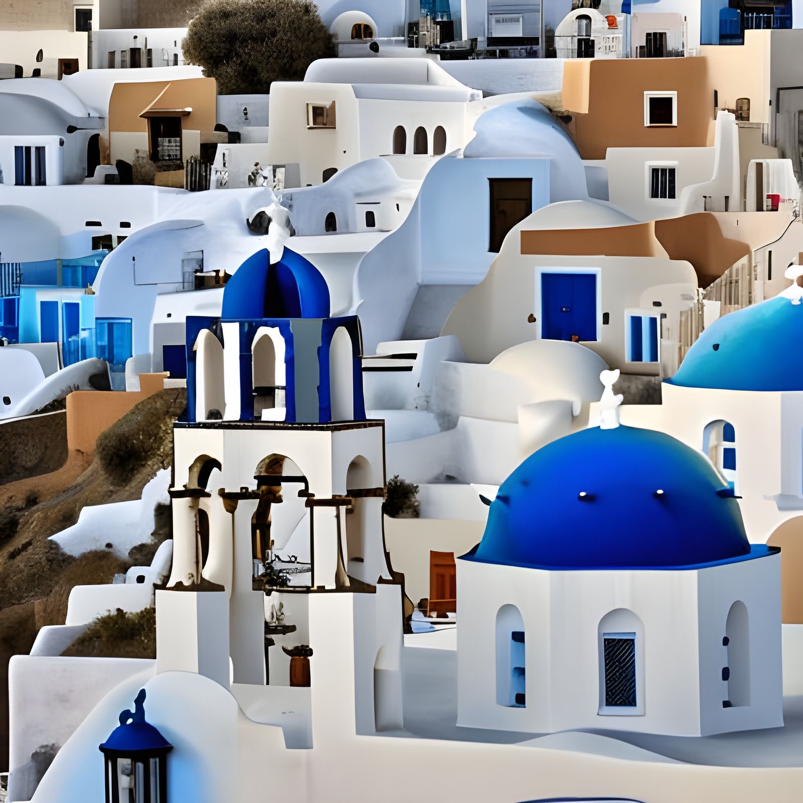 Santorini's Iconic Architecture: Hyperrealistic Canaletto-St...
