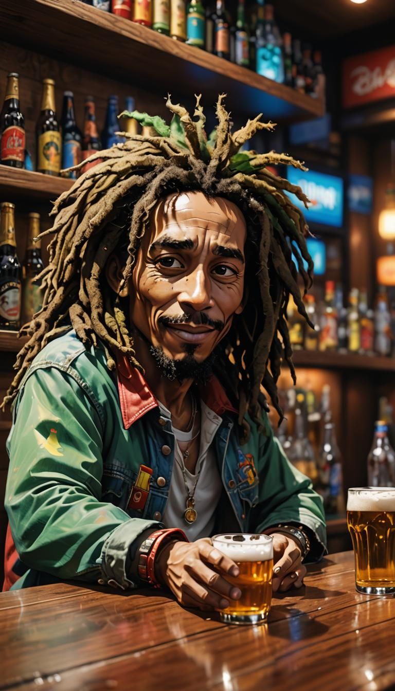 Bob Marley, Michael Jackson, and Bozo in Anime Art