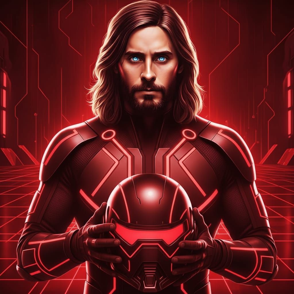 Chiseled Actor in Neon Futuristic Portrait