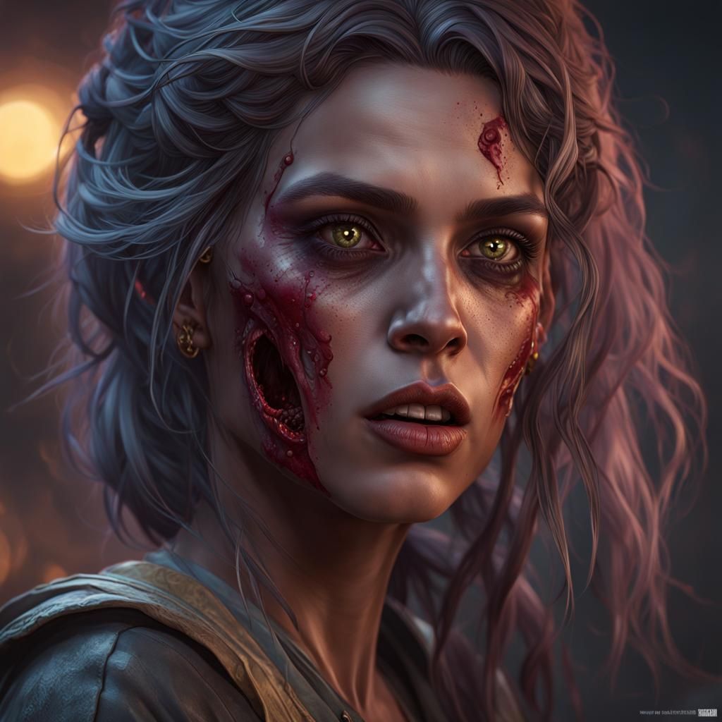 Detailed Portrait of a Female Zombie in Unreal Engine