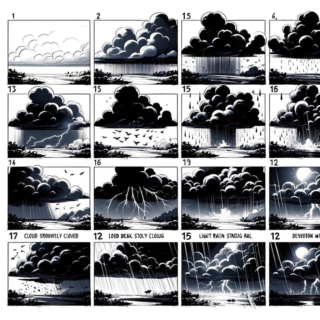 Flipbook Animation of a Sky Transforming into a Storm