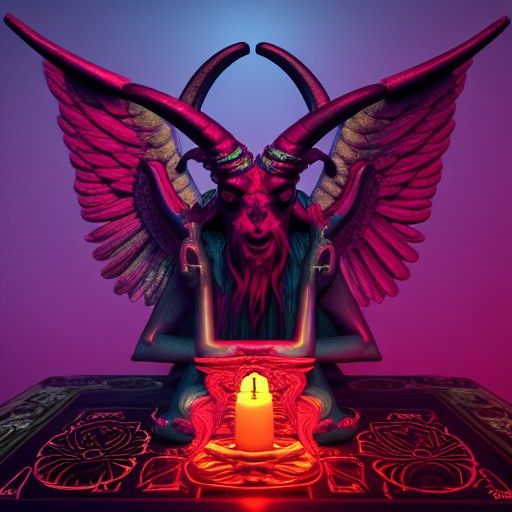 Intricate Baphomet Idol Altar in Baroque Style
