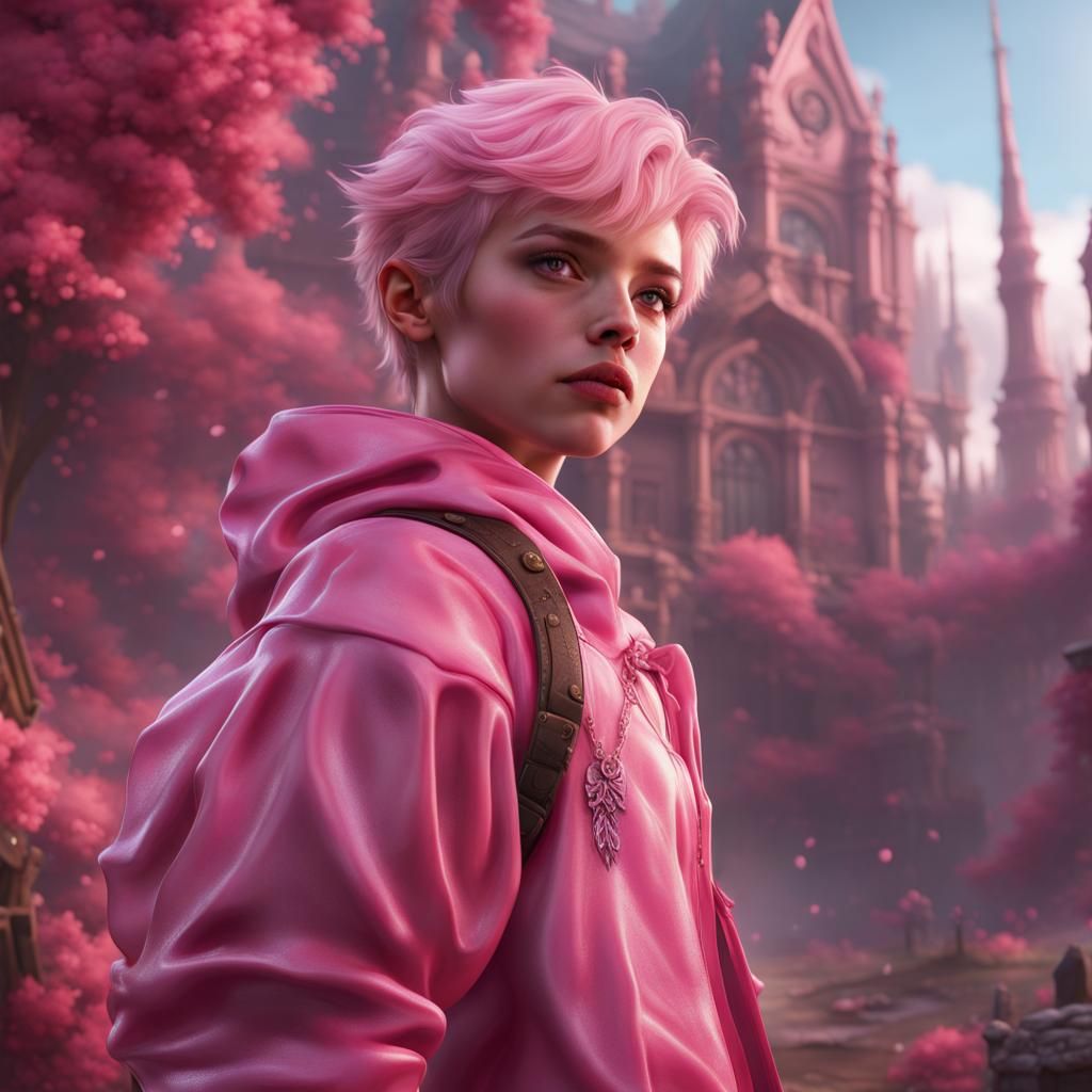 Girly Boy in Pink: Detailed Matte Painting