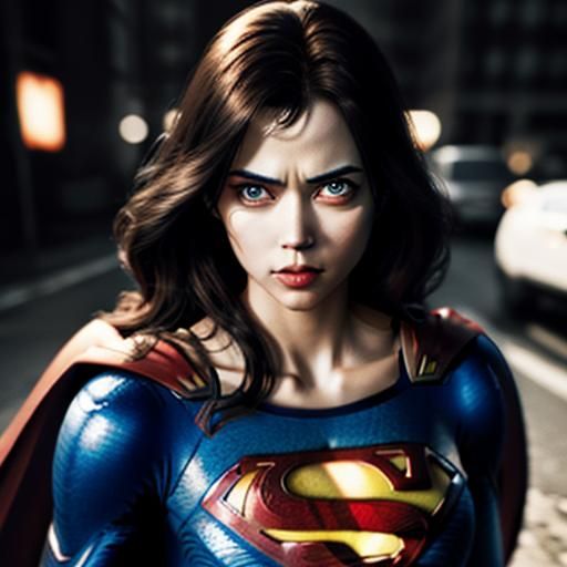 Hyperrealistic Superman Woman with Googly Eyes