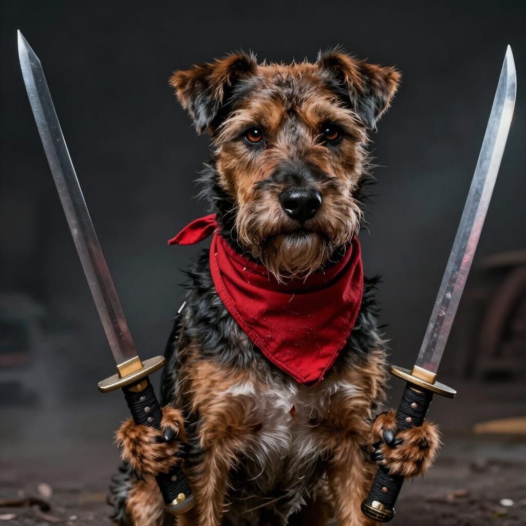 Marvel's Dogpool with Katanas in Moody Lighting