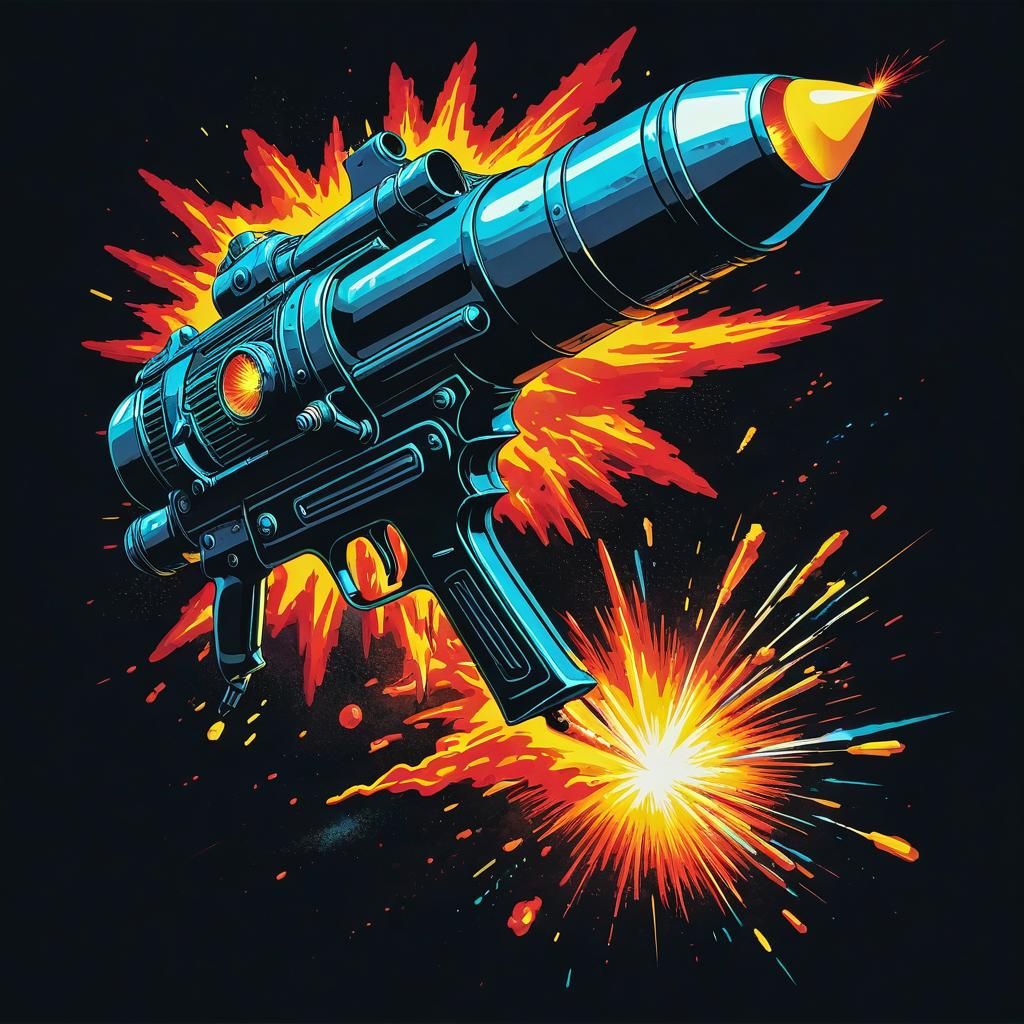 Gothic Raygun Exploding into Pieces