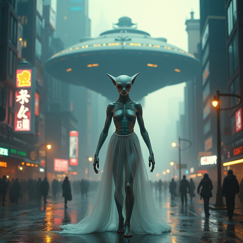 Ethereal Hero Emerges in Dystopian Metropolis