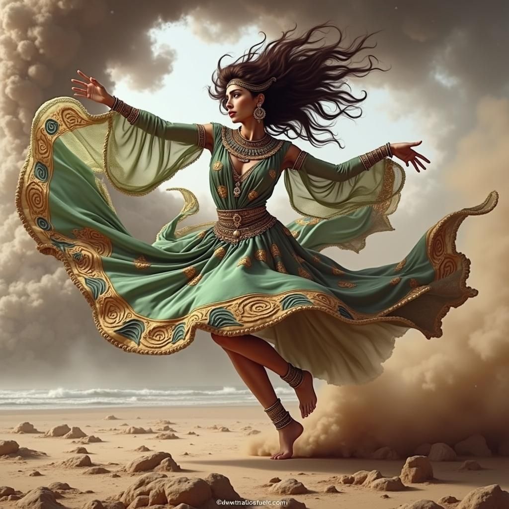 Egyptian Dancer in Tornado, Mystical Art