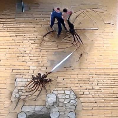 Warriors Clash with a Giant Spider