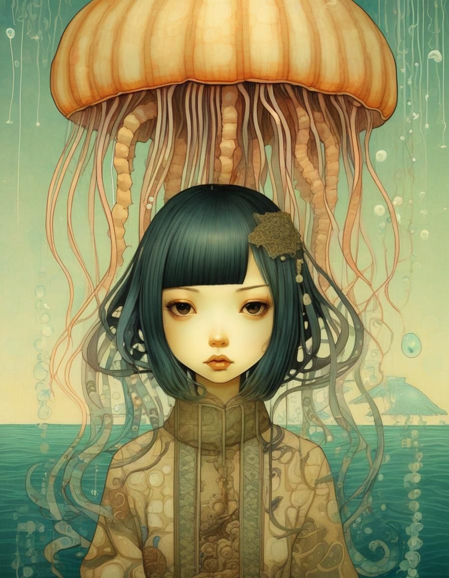 Stylized Jellyfish Illustration in Dreamy Art Style