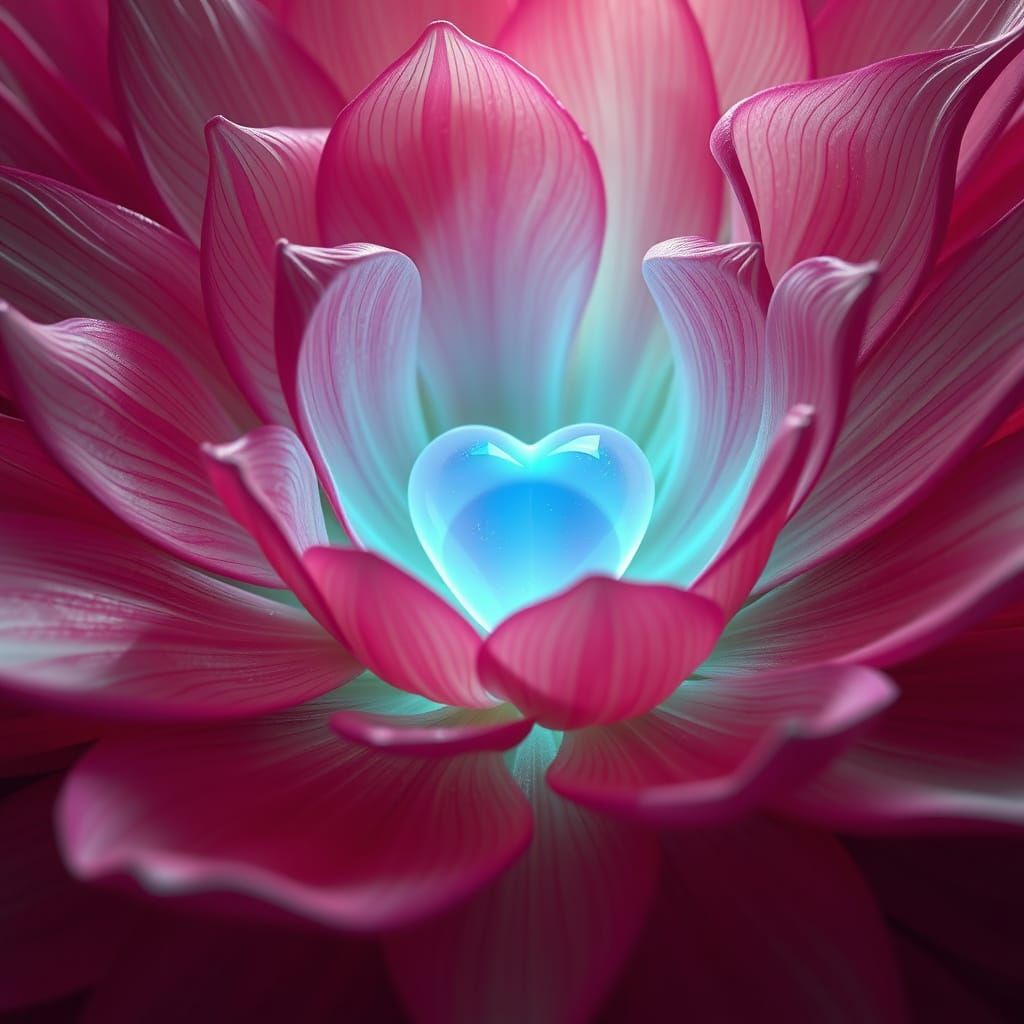 Ethereal Bloom with Glowing Heart in Vibrant, Dreamlike Styl...