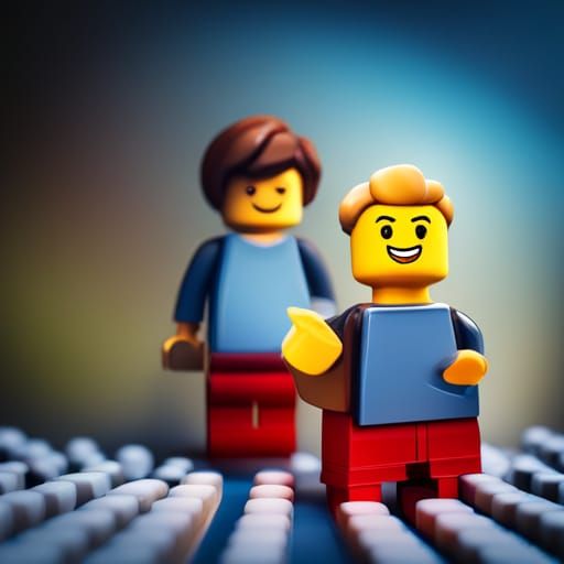 Lego Minifig Mother and Baby: 3D Digital Art