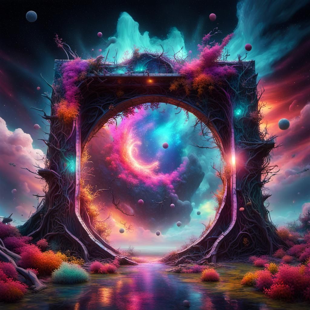 Cosmic Portal in Dreamlike Dark Fantasy Style