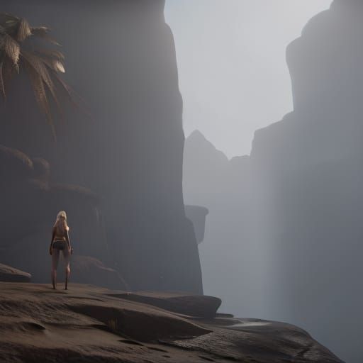 Nude Blonde Female Figure in Cinematic 3D Style