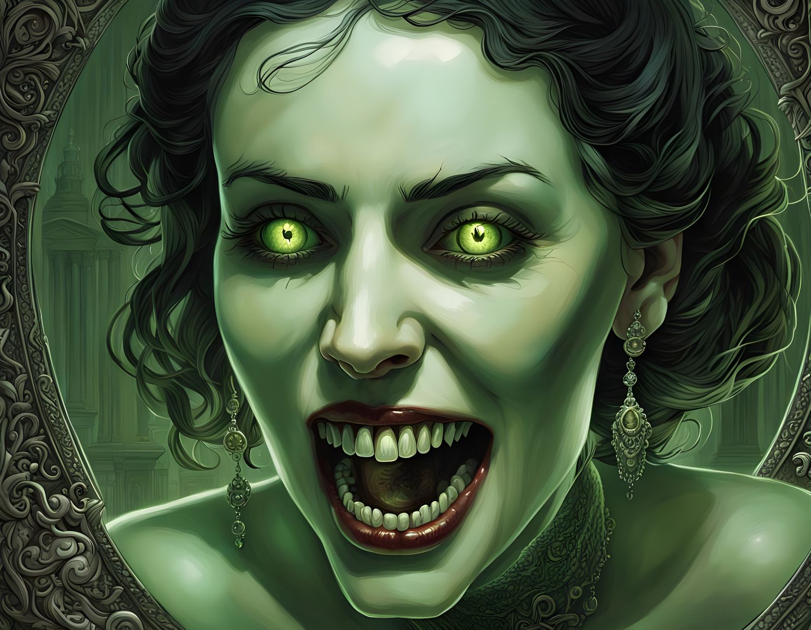 Gothic Portrait of a Fierce Female Figure