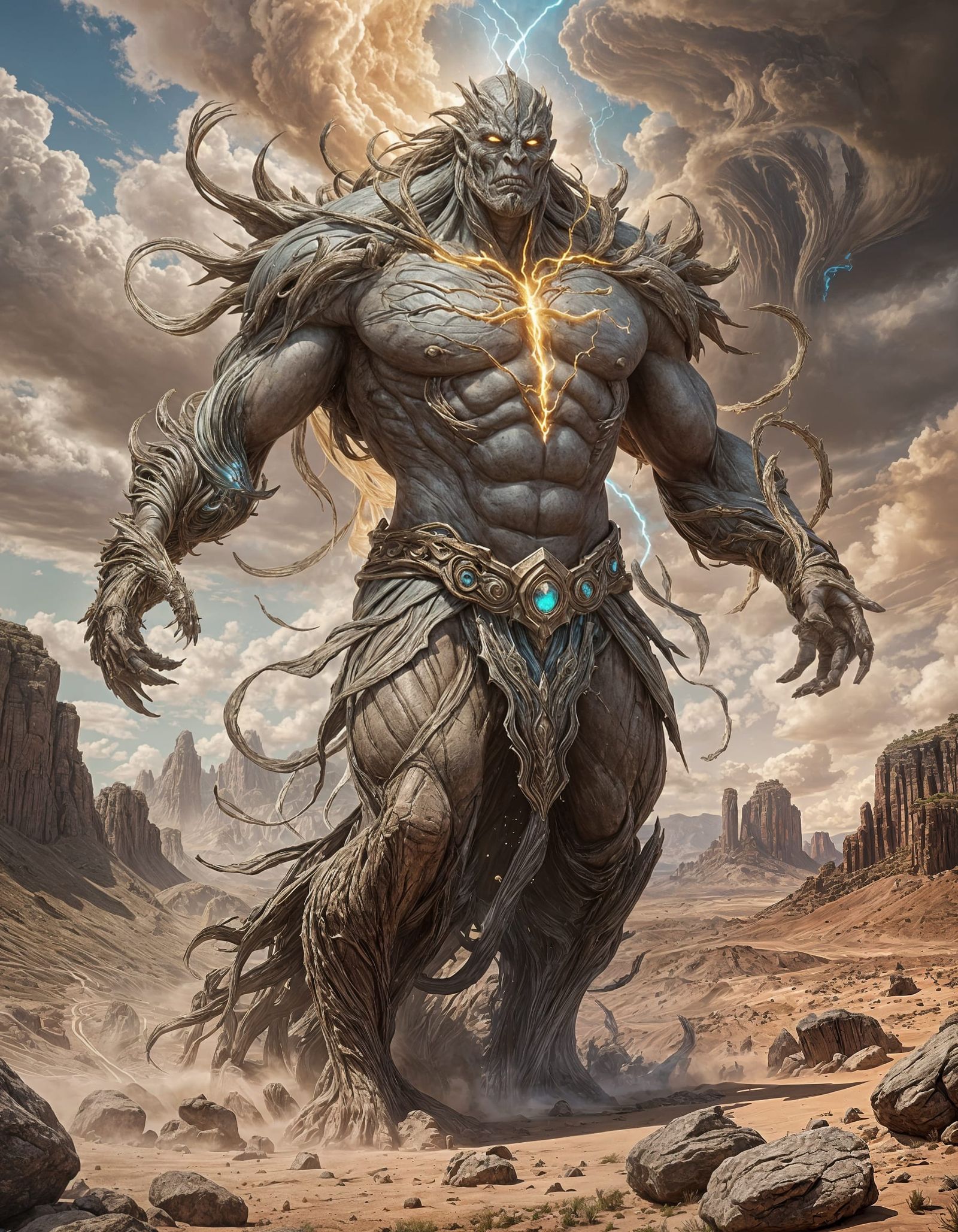 Colossal Wind Elemental Dominates Desert Landscape