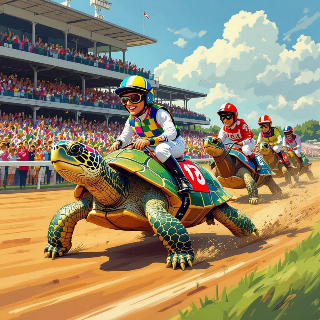 Whimsical Turtle Race at Kentucky Derby Track