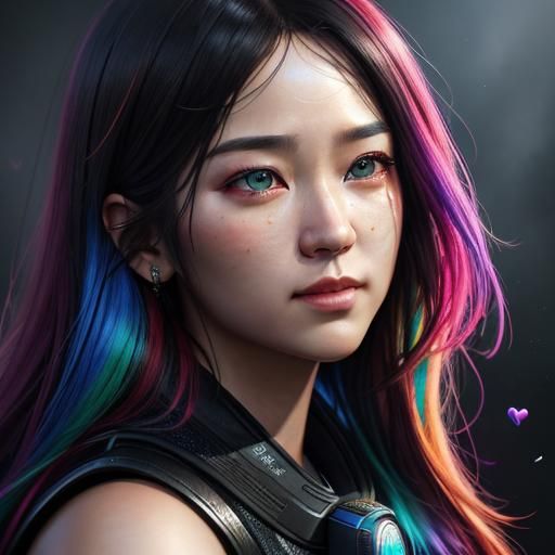 Colorful Hyperrealistic Portrait with Dramatic Lighting