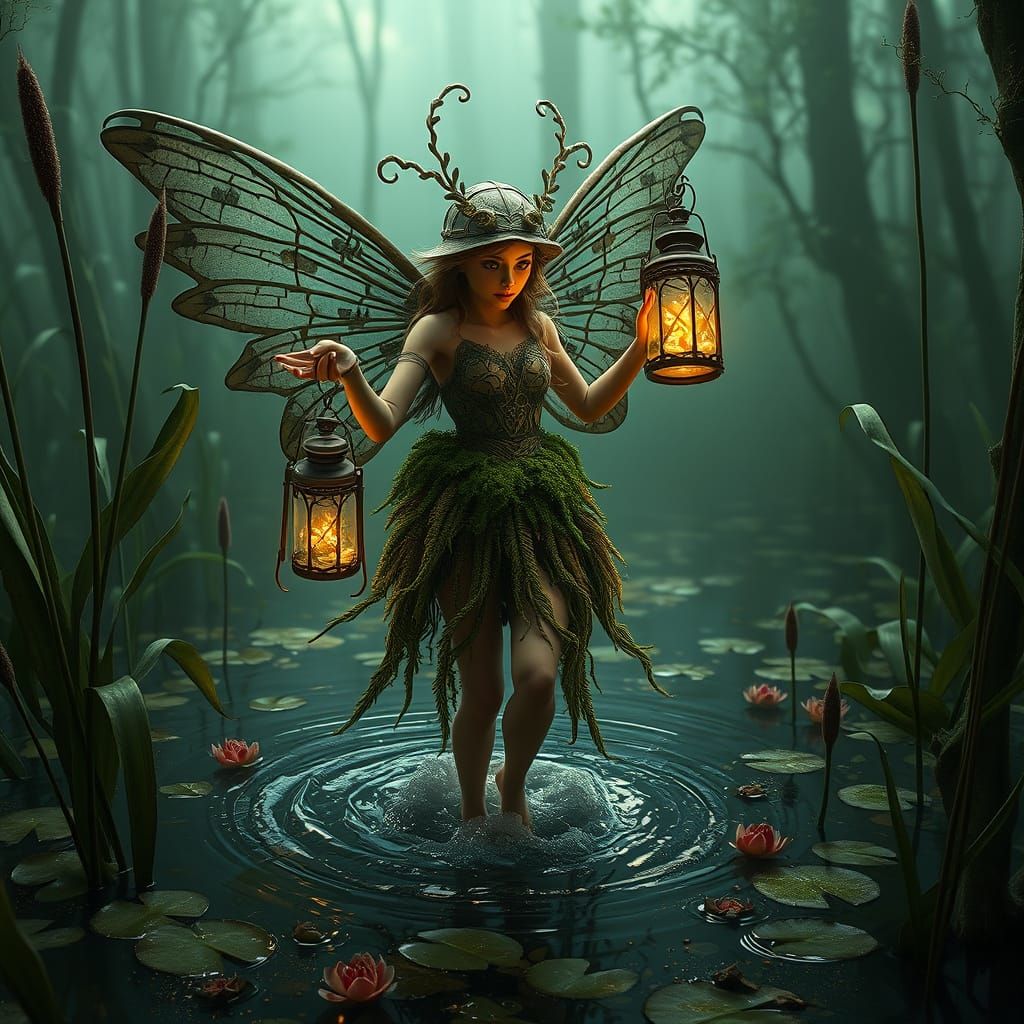 Swamp Fairy Emerges from Murky Bog