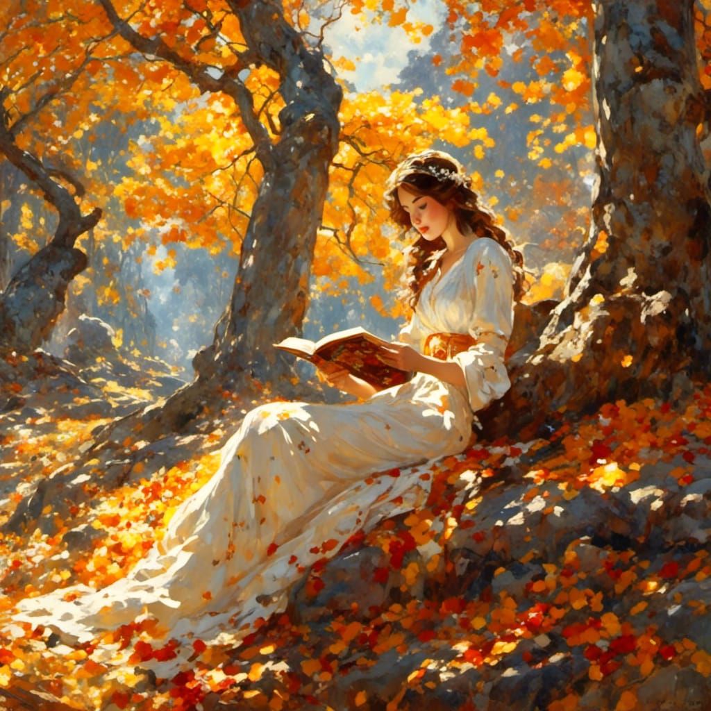 Reading book in Autumn 2