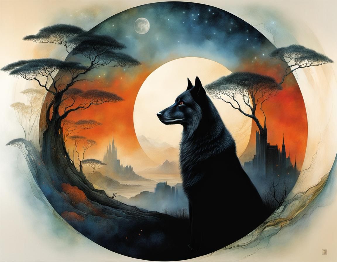 Ethereal Woman with Animal Features in Visionary Art