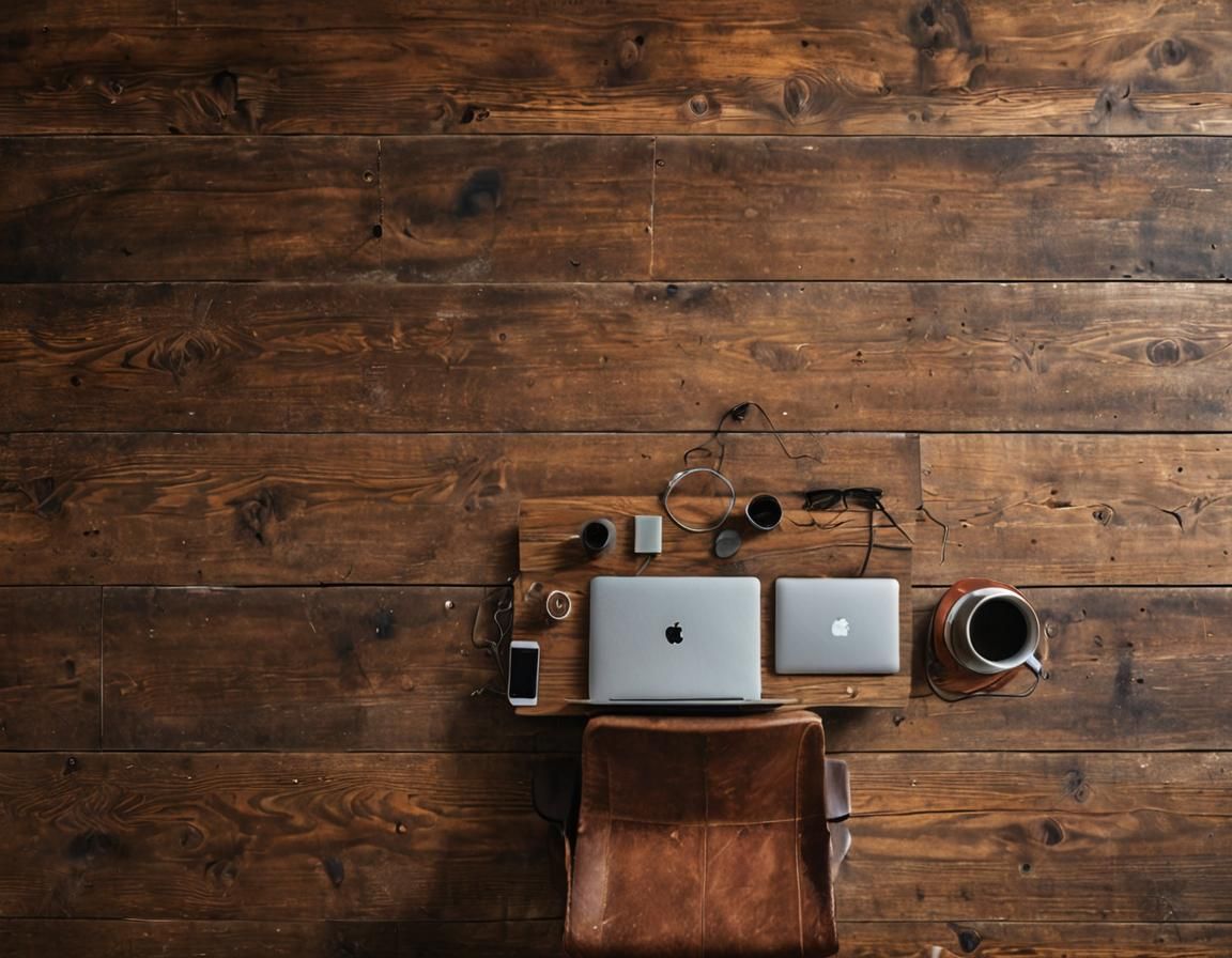Closed Laptop on Wooden Desk