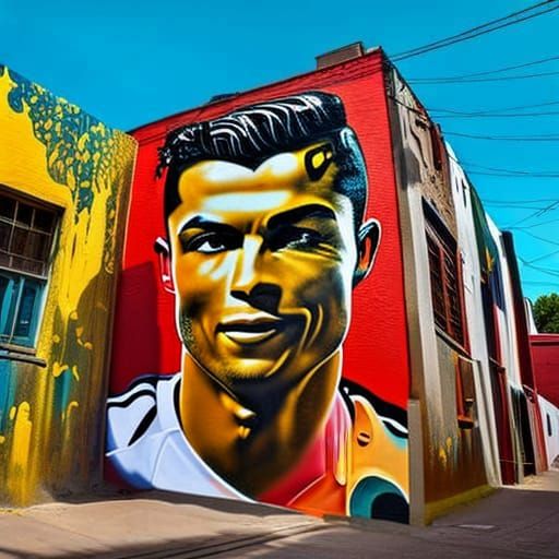 Cristiano Ronaldo graffiti street wall arts : sports-fan-art