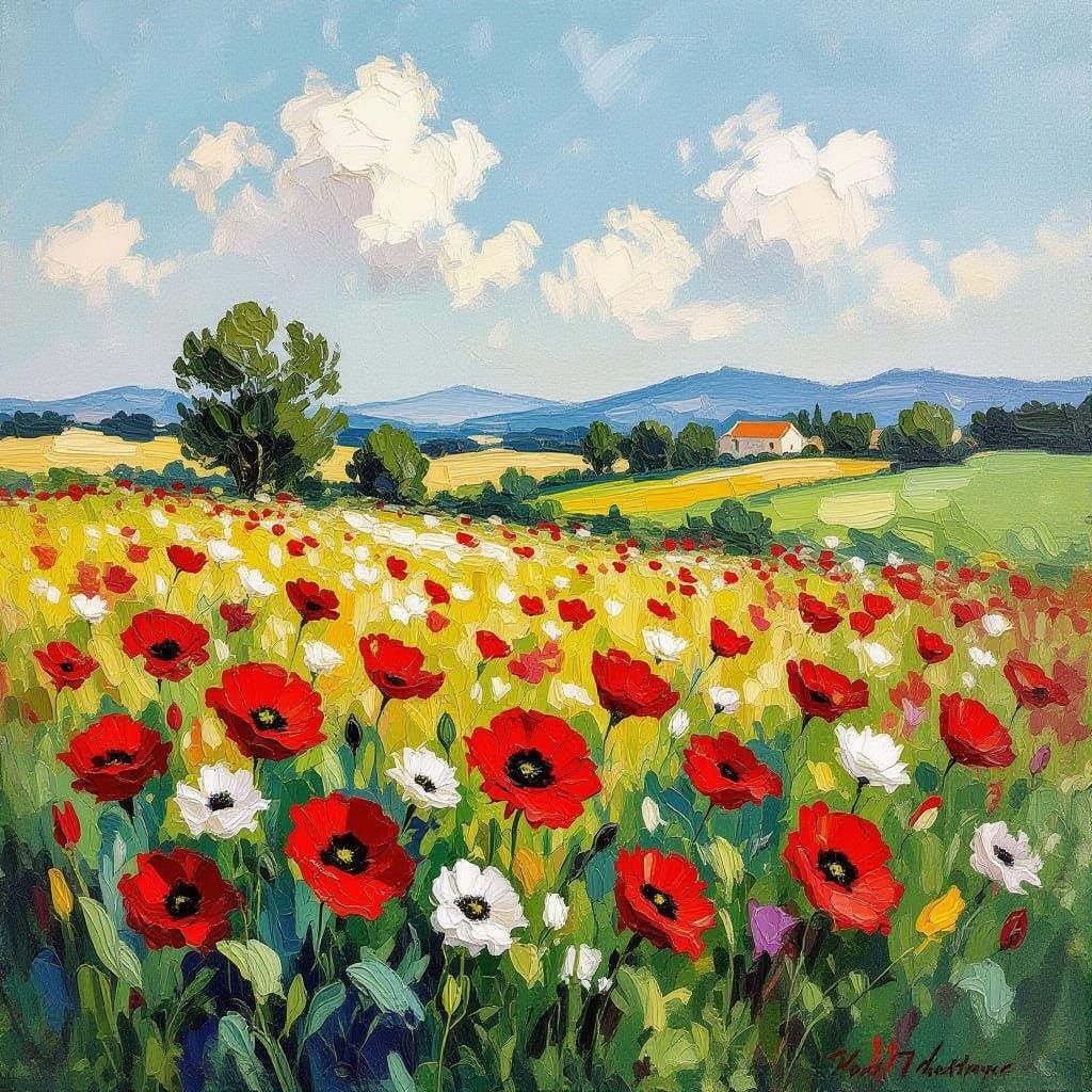 Vibrant Poppy Field in Epic Impressionist Style