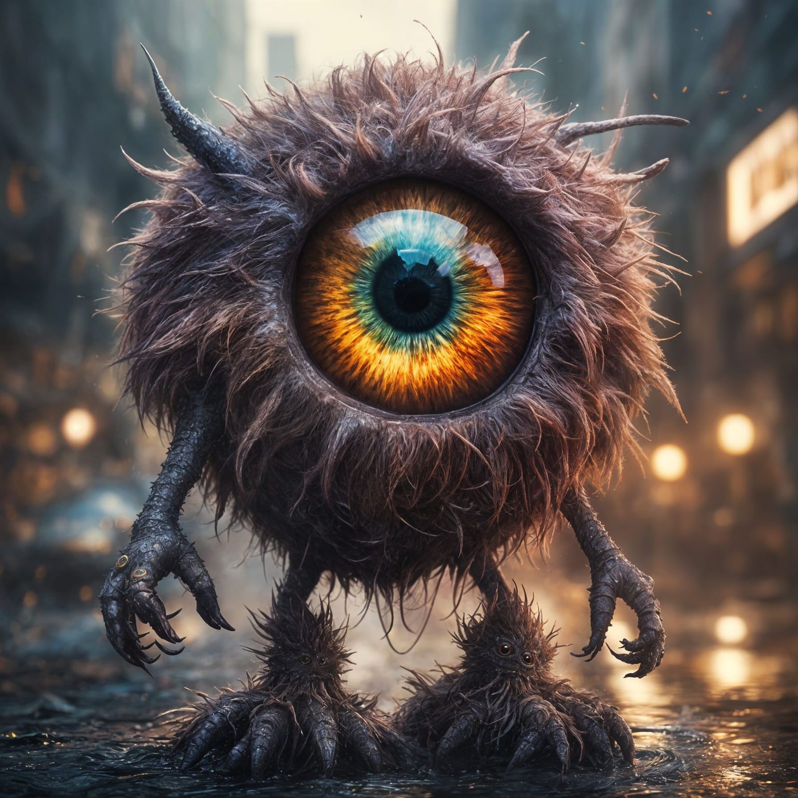 Elaborate Fluffy Eye Monster Hyperdetailed Photograph