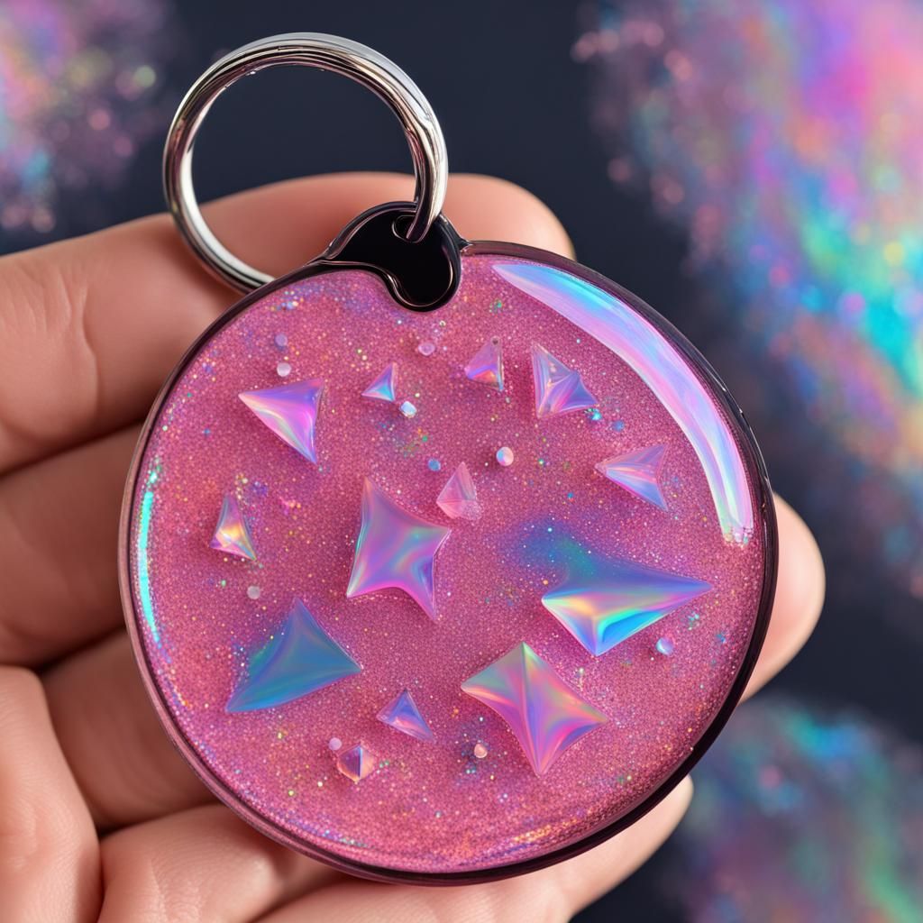 Kitsch 3D Holographic Keychain with Glitter