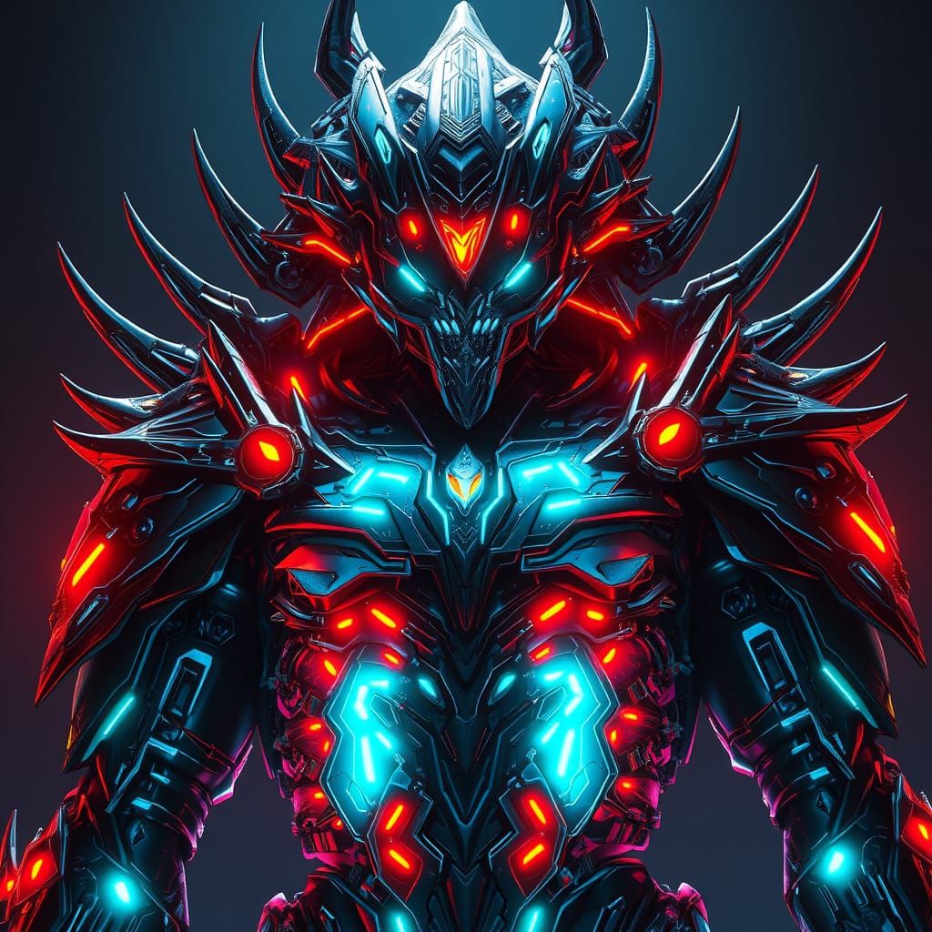 Cyberpunk Alien Commander in Futuristic Armor with Angular A...