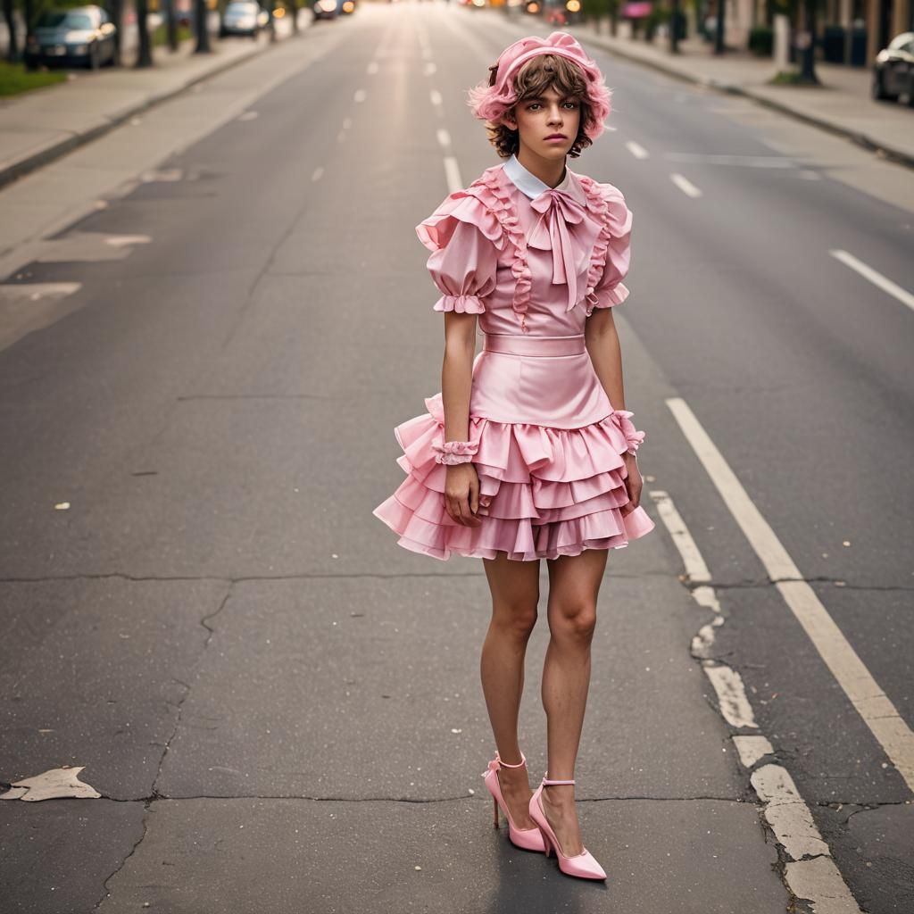 Cross-dressed Boy in Pink Dress, LaChapelle Style