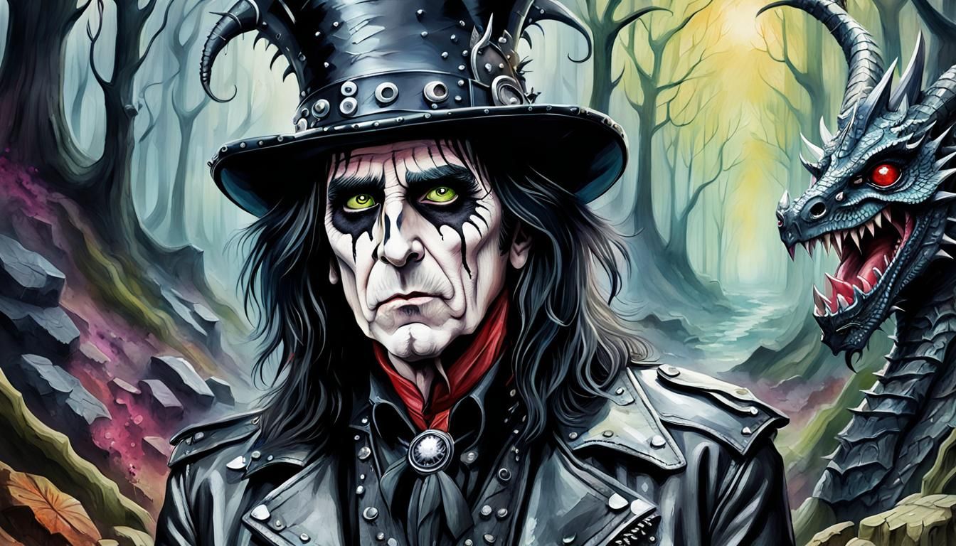 Alice Cooper Portrait in Gothic Dragon Forest