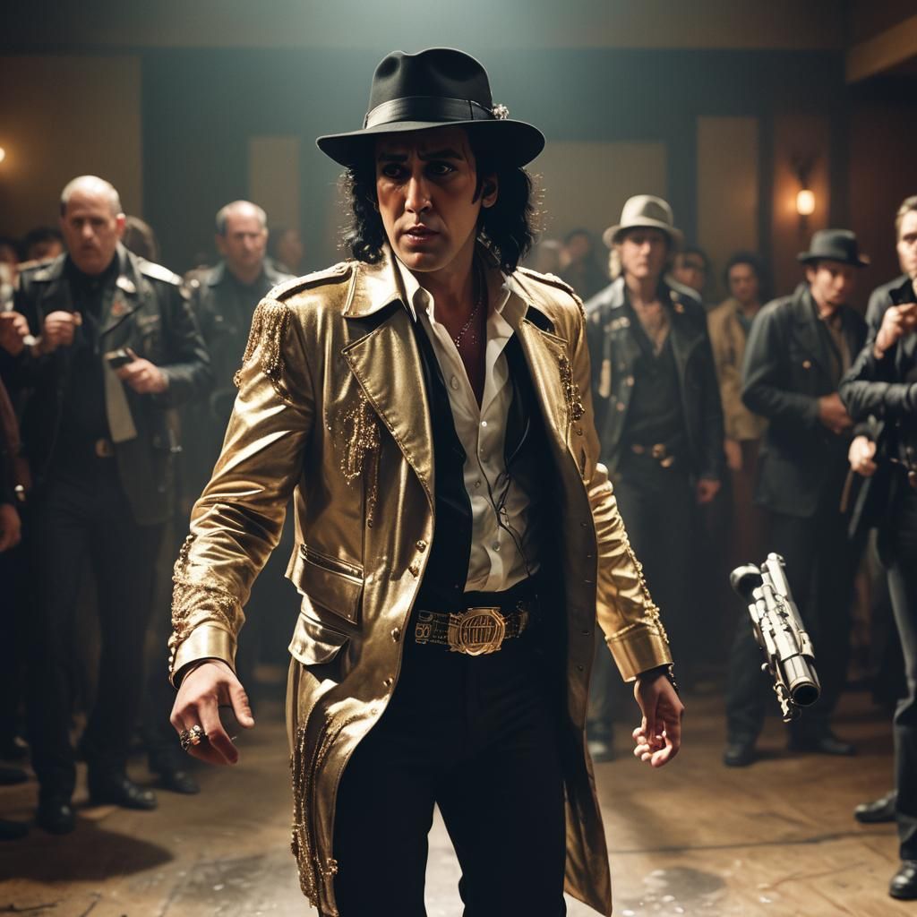 Nicolas Cage as Michael Jackson in Film Noir Style