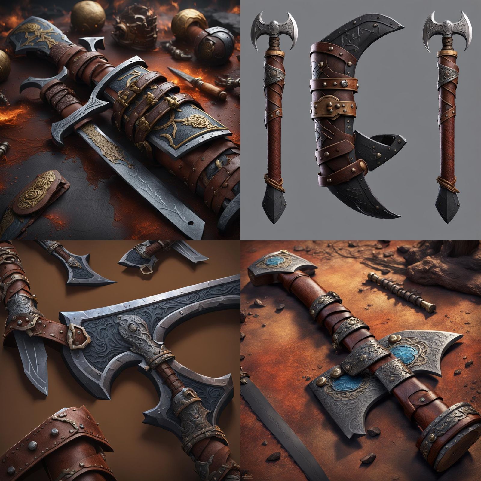 Detailed Matte Painting of Axe and Bracers