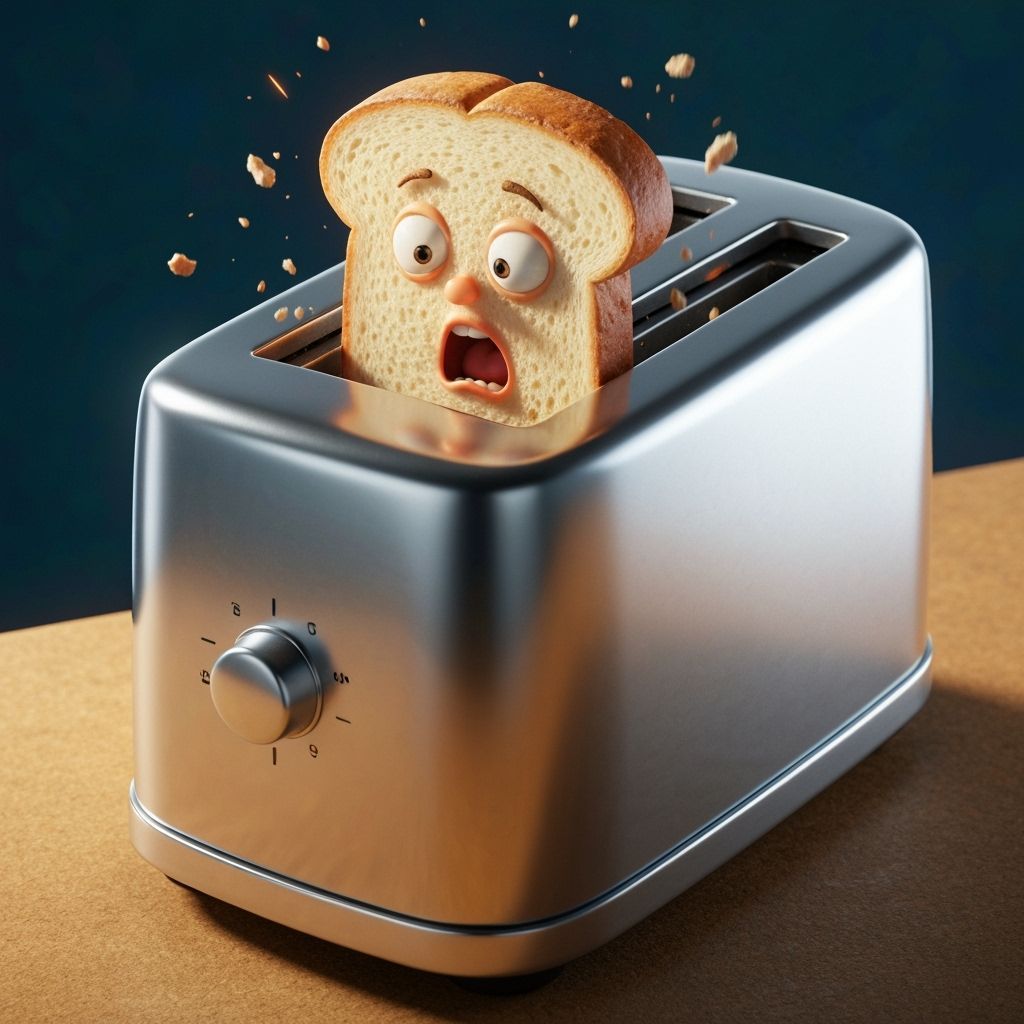 Surprised Bread Jumps From Toaster in Animated Style