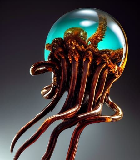 Facehugger Encased in Amber: Hyperrealistic Close-Up