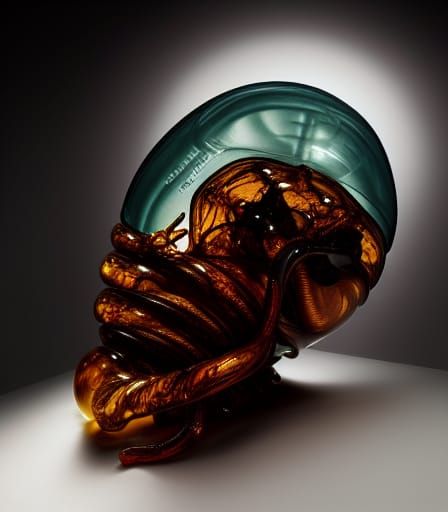 Facehugger Encased in Amber: Hyperrealistic Close-Up