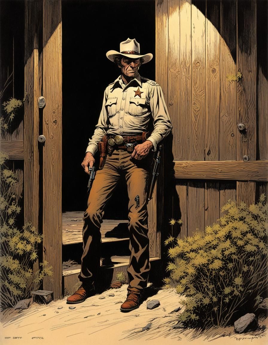 Western Sheriff Office in Comic Art Style