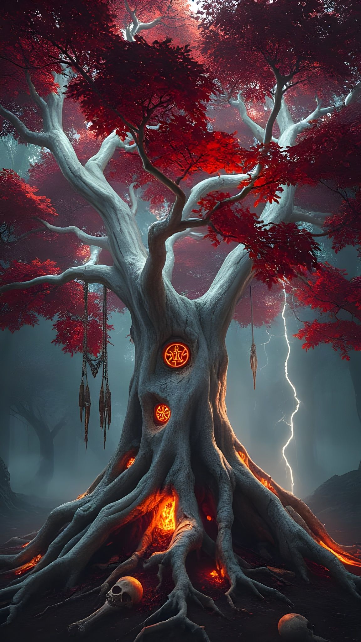 Ancient Bone-White Tree in Ethereal Glow