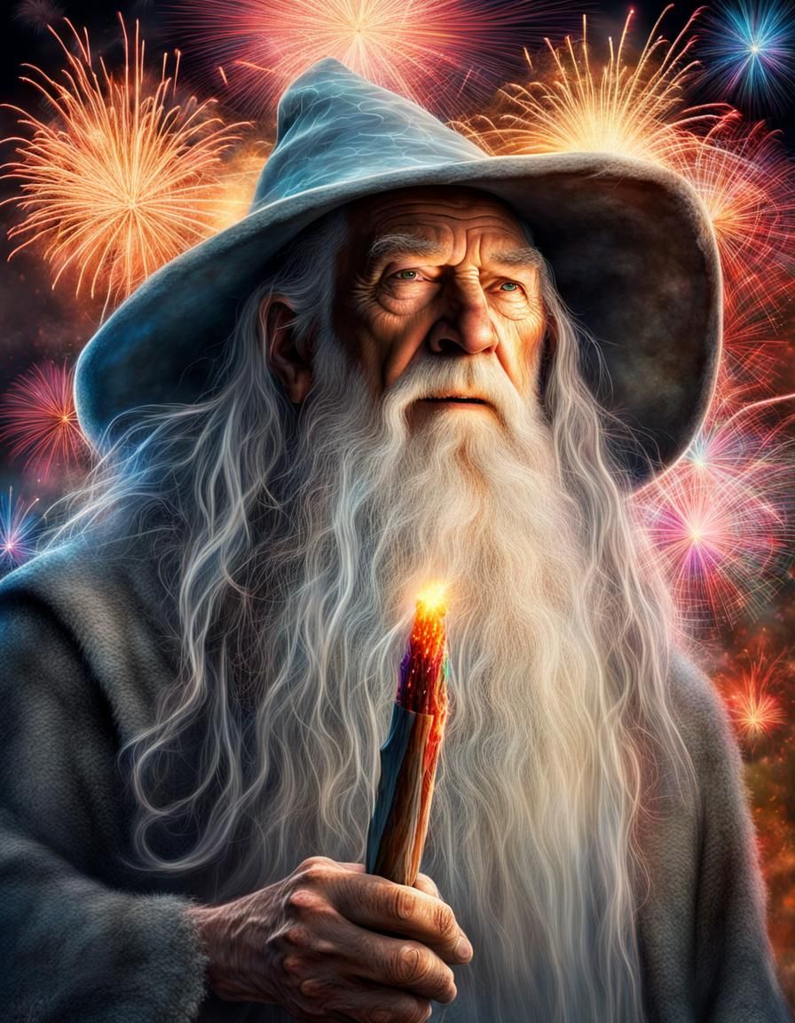 Gandalf Sparking Colorful Fireworks Display
