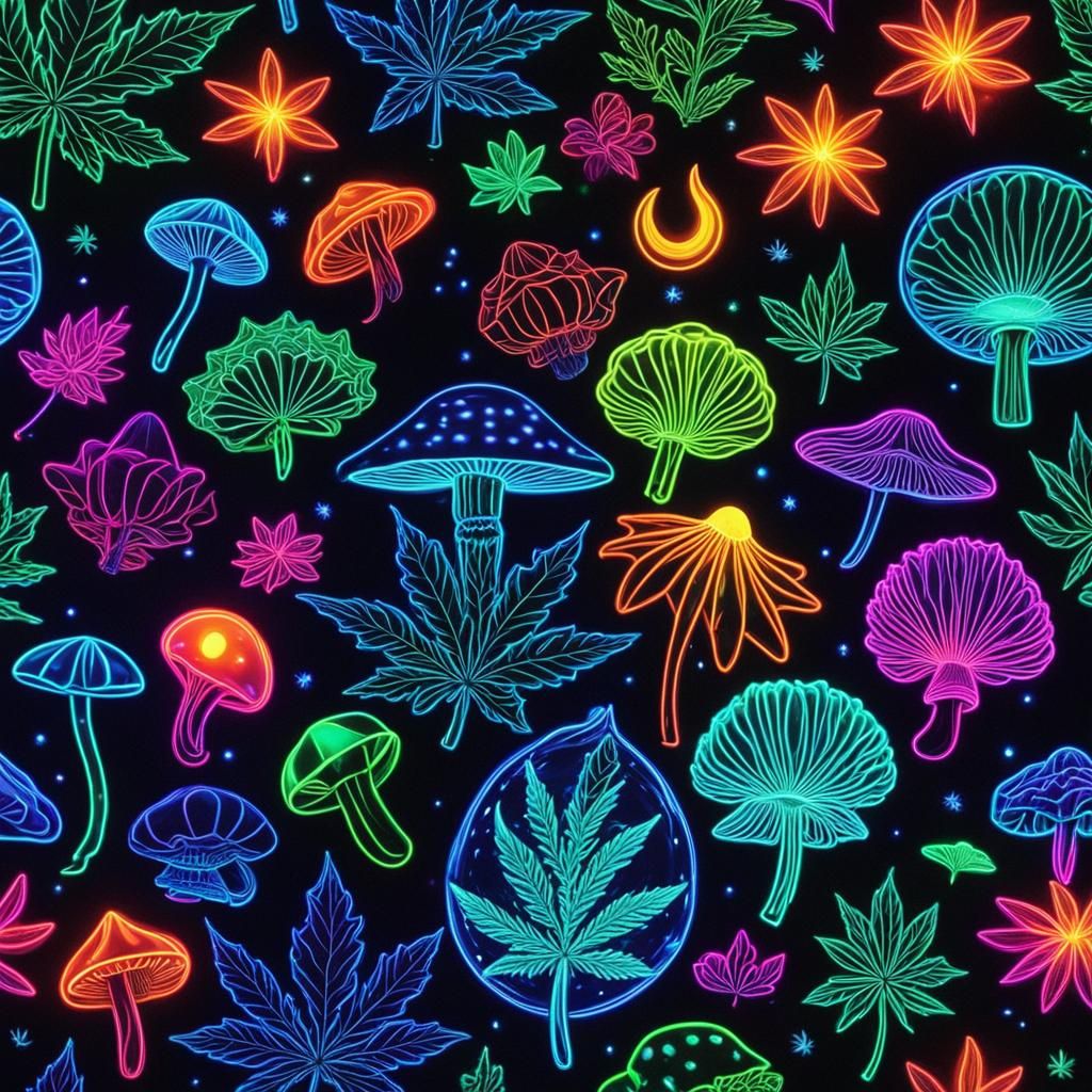 Psychedelic Neon Moon Cosmos in UV Light