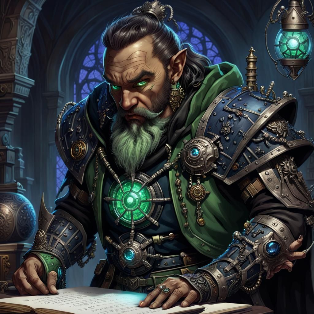 D&D Dark Dwarf Artificer Character Concept Sheet