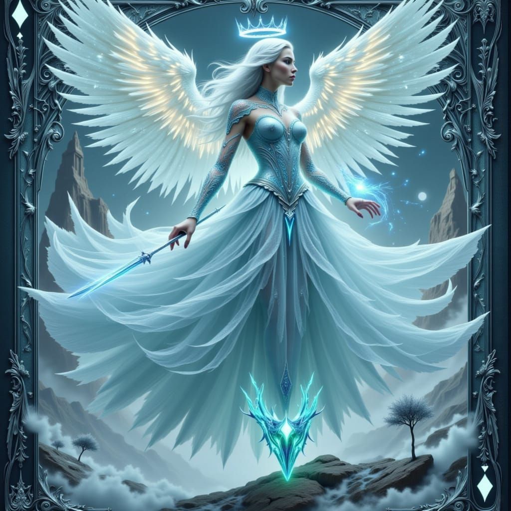 Frost Angel Emerges From Arcane Playing Card