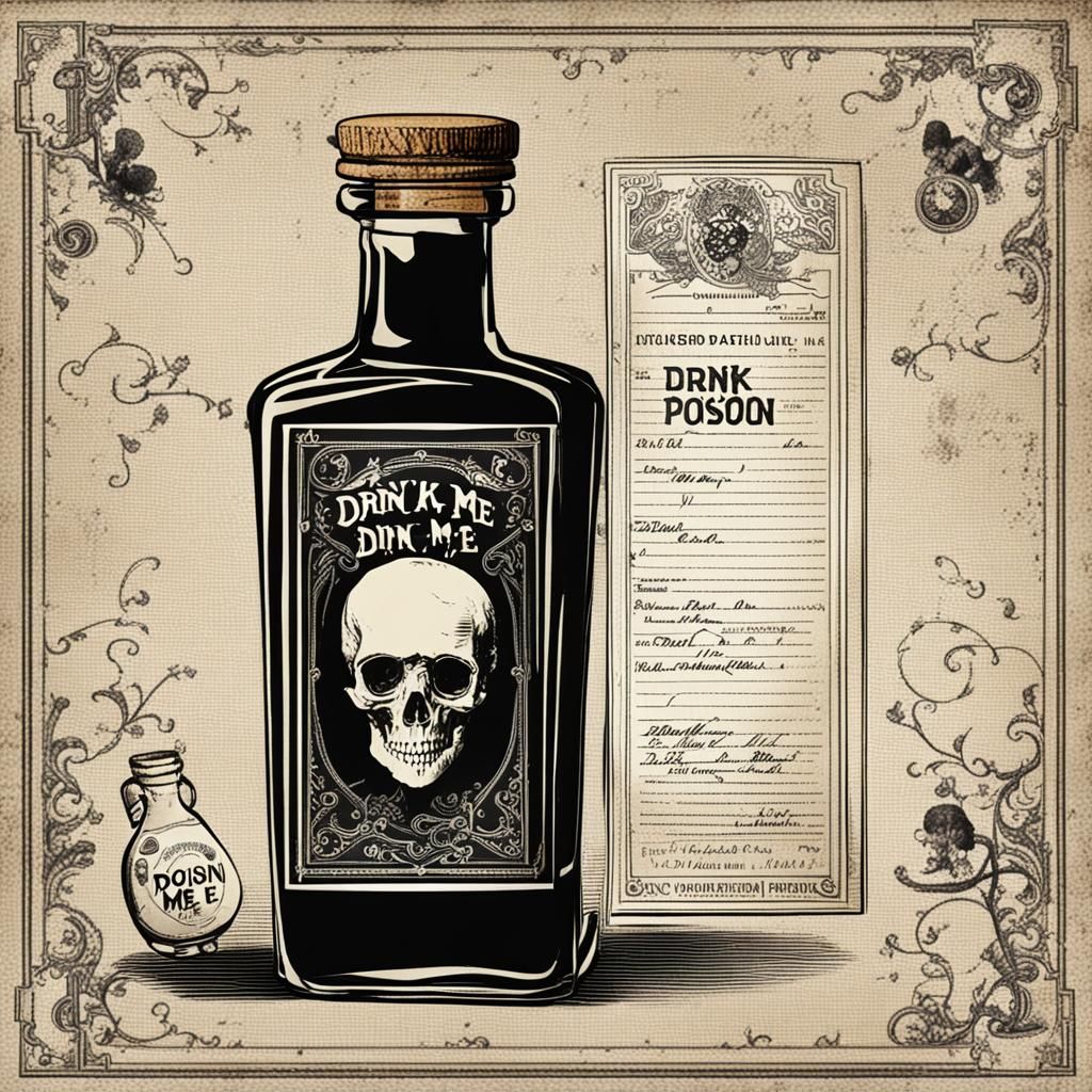 Antique Poison Bottle Labeled Drink Me